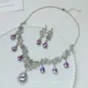 Collar de Cadena para Clavícula Estilo Palacio Retro con Flor Hueca de Pedrería, Borla de Gota de Agua, Conjunto de Accesorios de Moda de Lujo Nicho