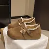 Zapatos Mula de Plataforma de un Paso para Mujer 2026 Otoño Retro Hebilla de Cuero Mocasines Slip-on con Tacón Cubierto