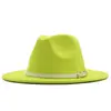 Sombrero de Sol para Exteriores Clásico Fieltro Fedora Ala Ancha Moda Sombrero Jazz con Hebilla de Cinturón