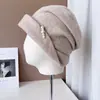 Sombrero de pescador estilo Yang Chao para mujer, gorro de punto cálido de lana australiana pura para otoño e invierno, sombrero tipo turbante para mujer, sombrero holgado