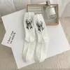 Nuevos Calcetines de Algodón Estilo Coreano Primavera y Verano Estilo Ab Bordado con Letra Lazo Calcetines de Media Pantorrilla para Mujer Calcetines de Mujer Ins