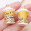20 Simulación Dibujos Animados Lindos Mini Resina Palomitas Pastel Croissant Queso Colgante Accesorios para Joyería DIY