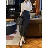 Estilo Hepburn Retrô Conjunto de Duas Peças Blusa Solta e Versátil + Saia Justa ao Corpo Efeito Emagrecedor Comprimento Médio Conjunto para Mulheres