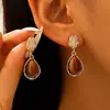 Pendientes Ovalados de Ojo de Tigre Estilo Retro Maillard Pendientes de Color Café para Otoño e Invierno de Gama Alta Pendientes de Lujo Accesible para Mujeres