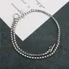 Acero Inoxidable Europeo y Americano Cuadrado de Esquina de Lote Collar de Perlas Titanio Personalizado Hebilla de Una Palabra Collar Tendencia Hip-Hop Hip-Hop Hombres y Mujeres