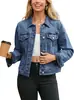 Xintang Jiajun Transfronterizo Guangzhou Chaqueta de Mezclilla para Mujer Color Sólido Desgastada Chaqueta de Béisbol [Personalización Ligera]