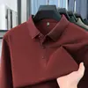 Nova camisa polo de manga longa de cor sólida para outono, casual e versátil, respirável, camiseta para homens de meia-idade, top de base