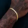 Pulseira de Corrente Osso de Cobra Dourada para Mulheres, Pulseira Osso de Cobra Plano Lâmina de Aço Inoxidável, Pulseira Simples Masculina e Feminina, Tendência Hip-Hop e Versátil