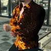 Camisa masculina de manga comprida, camisa estampada da moda, corte justo, nova moda em vestuário masculino transfronteiriço
