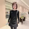 Diseño de Moda Femenina Europea Primavera y Otoño 2025 Combinación Versátil Casual Adelgazante Abertura Manga Larga Longitud Media Camiseta Base Superior