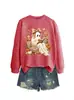 Amazon Wish site independente moda retrô divertido feminino abóbora flor pilha de livros fantasma café outono e inverno moletom