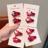 Clip para el pelo rojo de Año Nuevo para niños, clip lateral de tela con gato de dibujos animados para niñas, clip lindo que no daña el flequillo, clip para el pelo de bebé