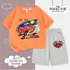 Conjunto de Dos Piezas de Verano para Niños Cars Rayo McQueen Estampado de Dibujos Animados de Algodón Puro Conjunto de Camiseta de Manga Corta y Pantalones Cortos