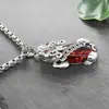 Colgante Sólido Yuhong Granate Rojo Colgante Pixiu Collar Elegante Femenino Dominante Masculino Venta Directa de Fábrica