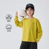 Roupas Infantis Haima Outono Novo Camiseta de Algodão Puro Manga Longa para Meninos Roupa de Outono Estilosa Camiseta Básica Resistente a Manchas para Crianças Maiores
