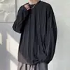 Camiseta de Manga Longa Sense Masculina Camisa Base Primavera e Outono Marca Tendência Textura Plissada Sensação de Caimento Top Solto Masculino Roupas