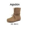 Botas de Nieve Augustus de Suela Gruesa para Mujer, Nuevo Estilo Invierno 2026, Forradas de Felpa, Zapatos de Algodón de Suela Suave, Botines con Cordones para Turismo del Noreste