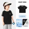 Camiseta de Verão Masculina Estilo Europeu Direita Roupas Infantis Crianças Pequenas 2026 Novo Modelo Manga Meia Manga Roupas de Verão