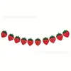 Banderines de Fieltro de Fresa Transfronterizos Decoración de Frutas Suministros para Fiesta Decoración de Fiesta de Fresas Guirnalda Decoración de Pancarta de Fresa