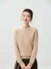 Suéter de cashmere com gola alta parcial para mulheres, espessado para outono e inverno, blusa de tricô de caimento solto, estilo casual, com uma base de cashmere em tricô trançado
