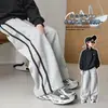 Pantalones casuales rectos holgados grises para niños 2026 nuevos pantalones deportivos de chándal de pierna ancha modernos para niños mayores estilo primavera y otoño