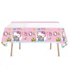 Em estoque Decorações de Festa Rosa Hello Kitty Pratos de Papel de Aniversário Copos de Papel Bandeirolas Balões Conjunto de Talheres Descartáveis