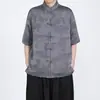 2026 Verano Nuevo Estilo Estilo Chino Traje Tang para Hombre Nuevo Estilo Chino Camisa de Manga Corta con Botones Talla Grande Holgada Casual