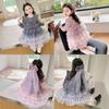 Vestido de Hada Pastel con Lentejuelas y Forro Polar para Niñas 2026 Otoño/Invierno Nuevo Vestido de Princesa Ropa Infantil de Comercio Exterior con Pañuelo Gratis