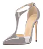 Abastecimiento transfronterizo Zapatos de moda europeos y americanos Puntiagudos Dorados Romanos Tacón de aguja Zapatos de mujer AliExpress Talla grande Tacones altos