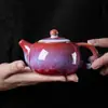 Cambio de Horno Esmalte Tianmu Tetera Cerámica Juego de Té Kung Fu Tetera Gentian Tetera Jianzha Burbuja Tetera Xishi Regalo Logotipo
