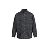 Escolha do Staff Camisa Jaqueta Seersucker Xadrez Retro Tendência Manga Longa Retro Masculina e Feminina Preto e Branco Cs127