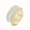Joyería Hip-Hop Estilo Europeo y Americano Juego de Anillos de Plata S925 Color D Moissanita Vvs Anillo de Boda Personalizado Personalización en Pequeñas Cantidades