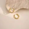 Novos Brincos de Pino Sólidos de Aço Inoxidável Martelado Irregular Geométrico, Simples e Versáteis, Banhados a Ouro 18K
