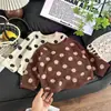 Ropa interior para niños Estilo coreano Ropa para niños Bebé Infantil Otoño Camiseta de lunares Ropa de otoño para bebé Camiseta informal tipo suéter