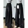 Calça Jeans Reta Preta para Mulheres, Outono e Inverno, Engrossada, Adequada para Corpo Tipo Pera, Caimento Solto, Cintura Alta, Emagrecimento, Tamanho Grande, Perna Larga, Calça Comprida
