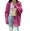 Cardigã de Tricô com Listras de Tricô Macio e Encerado de Dongdaemun da Coreia do Sul para Mulher Outono e Inverno Novo Estilo Roupa Exterior Estilo Preguiçoso Jaqueta Suéter Decote V
