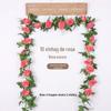 Rattan de Rosa Simulado, Flor Falsa Flor de Seda, Vinha de 10 Cabeças, Sala de Estar Interna, Decoração de Tubo de Água, Planta de Flor de Plástico