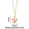 Collar de Acero Inoxidable de Lujo Ligero Estilo Europeo y Americano para Mujer, Tortuga Dulce con Forma de Corazón, Estrella, Cruz, Colgante de Circonita, Cadena para Clavícula