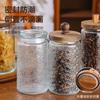 Elegante Frasco de Vidrio Transparente con Tapa de Madera, Material de Grado Alimenticio, Frasco para Almacenamiento en Refrigerador, Botella Sellable para Conservar la Frescura