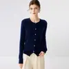 Suéter de cachemira para bebé de punto trenzado con cuello redondo para mujer, cárdigan vintage, chaqueta de punto con botones, suéter cálido de manga larga para otoño e invierno