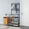 Zapatero y Perchero Multifuncional, Perchero para Ropa, Perchero de Pie, Zapatero Ensamblable de Múltiples Niveles, Estilo Simple y Moderno para Dormitorio
