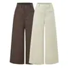Pantalones de traje de pierna ancha ajustados estilo americano para mujer, nueva colección de verano 2026, diseño de cintura alta, pierna recta, color albaricoque, pantalones casuales inspirados en ropa de trabajo