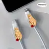Protector de Cable de Datos con Diseño de Gato Naranja Lindo y Rosas, Previene Daños, Tipo-C/Datos del Teléfono