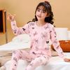 Ropa de otoño para niños, nueva de algodón, con estampado de dibujos animados, cuello redondo, base para el hogar, ropa de aire acondicionado para niños y niñas.