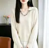 Suéter rojo de estilo casual con cuello camisero para mujer, nuevo modelo otoño e invierno 2026, chic y elegante, rejuvenecedor, top de punto para llevar debajo