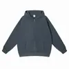 Moletom com zíper estilo americano personalizado de 350g com forro de fleece, cor sólida, manga longa, corte solto, estilo casual, personalizável com seu próprio design