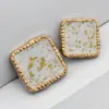 Botón metálico cuadrado con diseño de puntos de aceite cosido a mano vintage para abrigo gabardina cárdigan abrigo de mujer