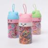 Banda para el cabello desechable de alta elasticidad para niños, estilo coreano, con forma de oso de fresa, color caramelo
