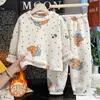 Conjunto de Terciopelo Grano de Nieve para Niños Mayores, Ropa de Casa Cálida para Niñas Otoño e Invierno, Pijamas Gruesos con Forro de Felpa para Niños Venta al por Mayor