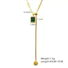 Moda Europea y Americana Cadena para Clavícula Esmeralda Lujo Accesible Cadena para Suéter de Diseño de Nicho Colgante de Circonita Verde Collar de Tirar